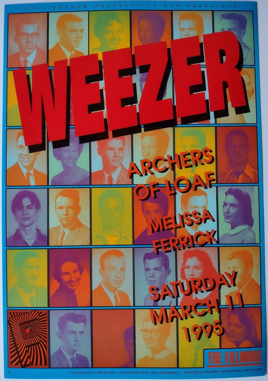 F180 Weezer, The Fillmore by Eric Marshall - March 11, 1995 - San Francisco, Fillmore Gig Print
