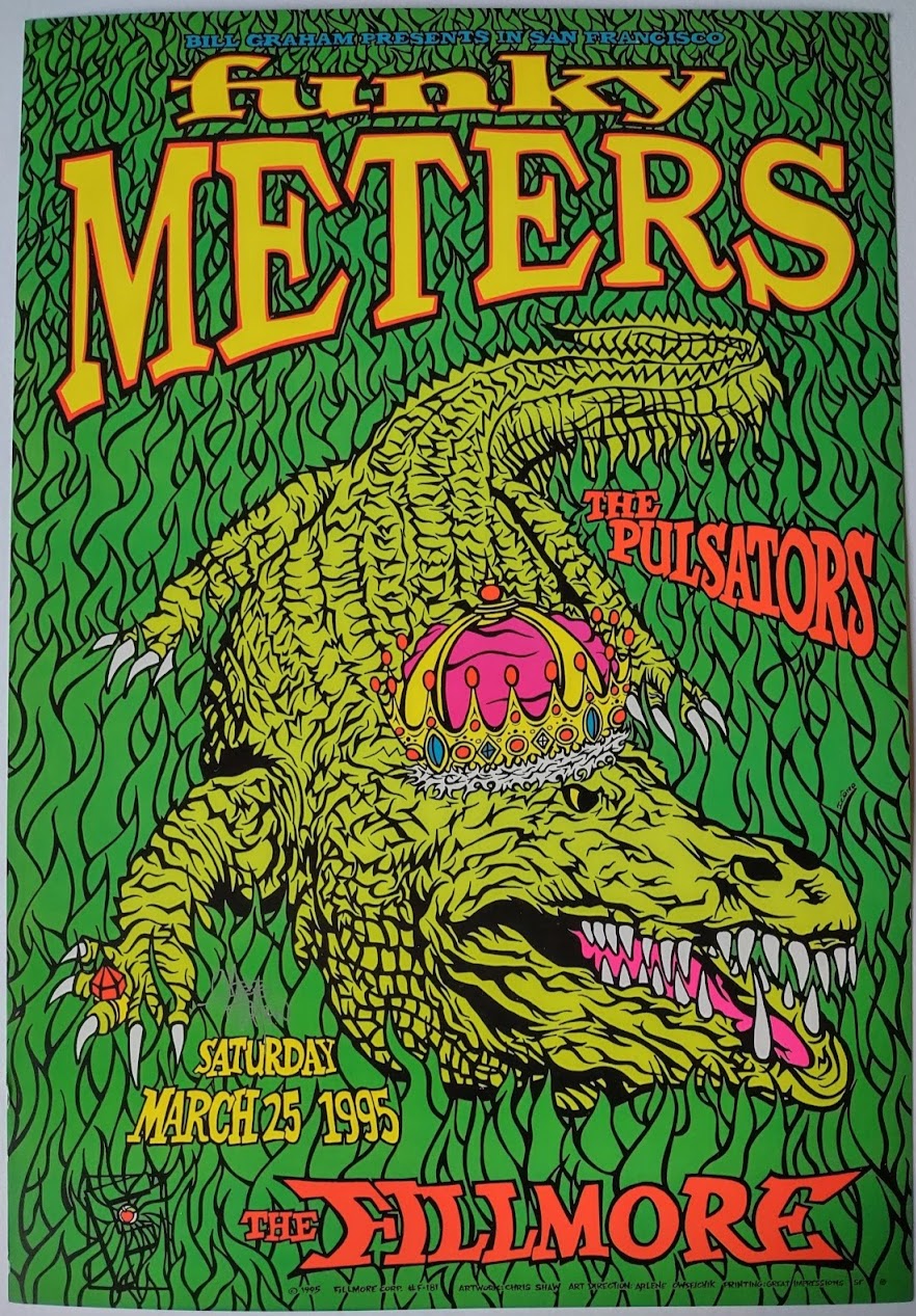 F181 Funky Meters, The Fillmore, Signed by Chris Shaw by Chris Shaw - March 25, 1995 - San Francisco, Fillmore Gig Print