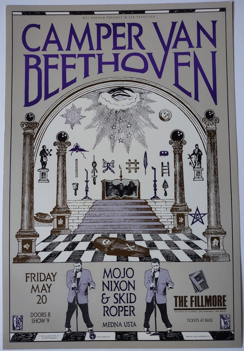 F19 Camper Van Beethoven, The Fillmore by Arlene Owseichik - May 20 1988 - San Francisco, Fillmore Gig Print