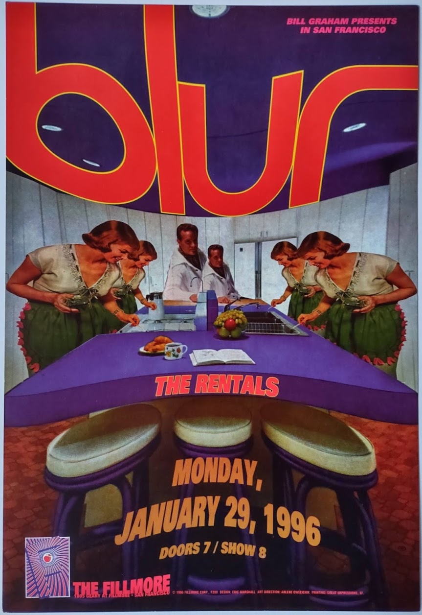 F208 Blur, The Fillmore by Eric Marshall - Janauary 29, 1996 - San Francisco, Fillmore Gig Print
