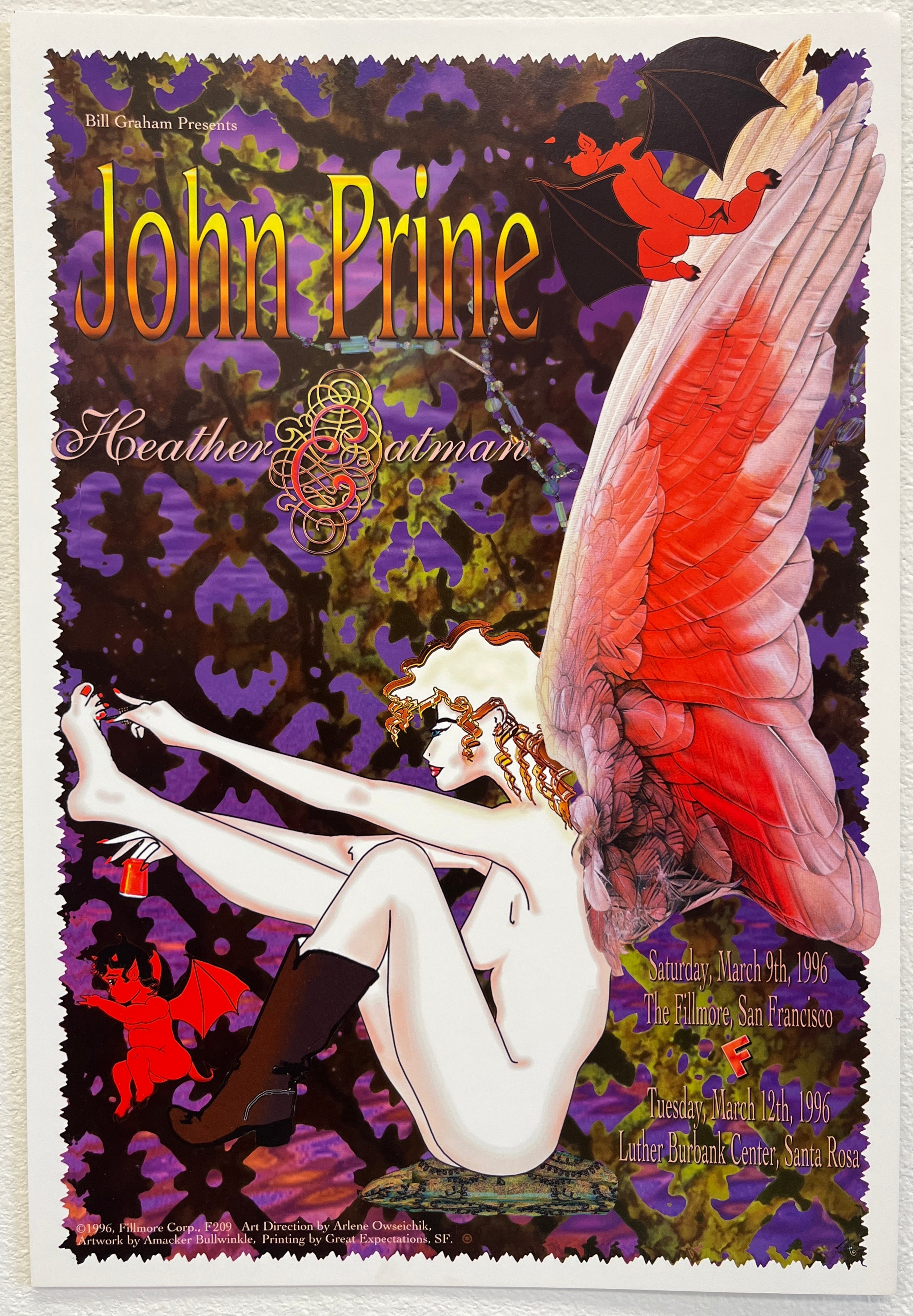 F209 John Prine, The Fillmore by Amacker Bullwinkle - March 9, 1996 - San Francisco, Fillmore Gig Print