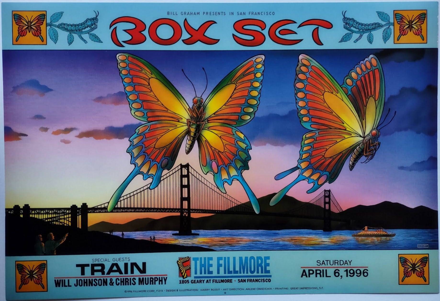 F213 Box Set, The Fillmore by Harry Rossit - Apr 6, 1996 - San Francisco, Fillmore Gig Print