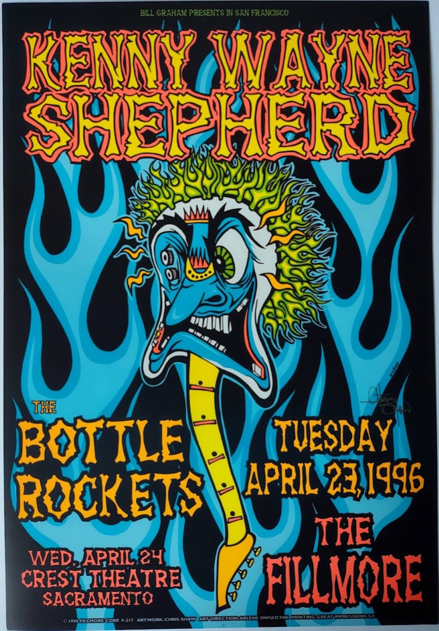 F217 Kenny Wayne Shepherd, The Fillmore, Signed by Chris Shaw - April 23, 1996 - San Francisco, Fillmore Gig Print