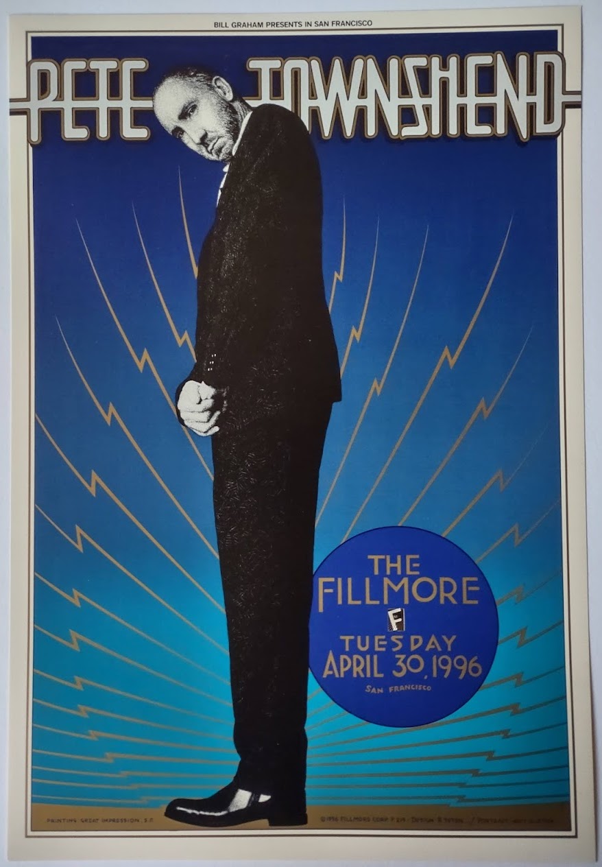 F219 Pete Townshend, The Fillmore by Randy Tuten - Apr 30, 1996 - San Francisco, Fillmore Gig Print