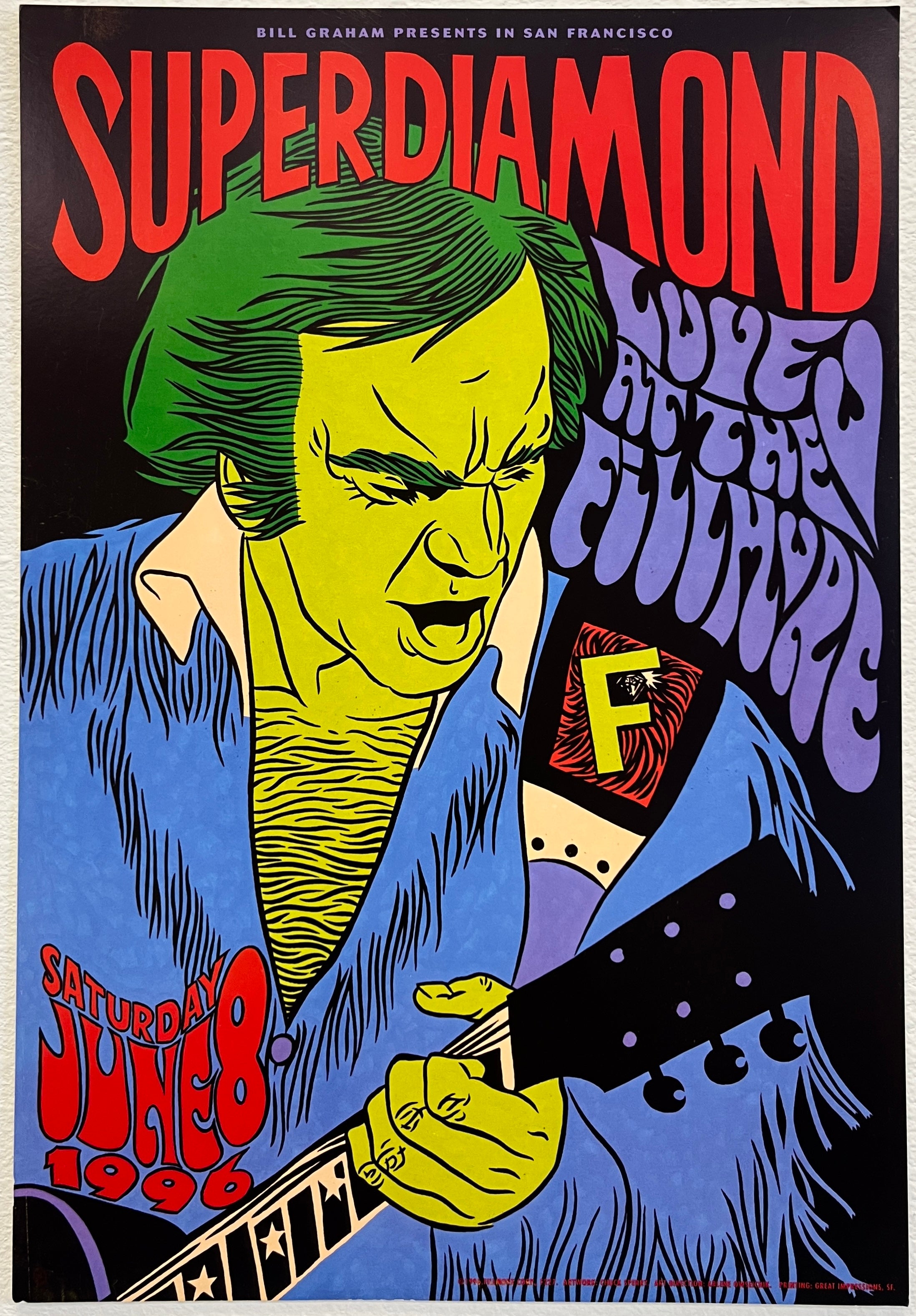F227 Super Diamond, The Fillmore by Chuck Sperry - Jun 8, 1996 - San Francisco, Fillmore Gig Print