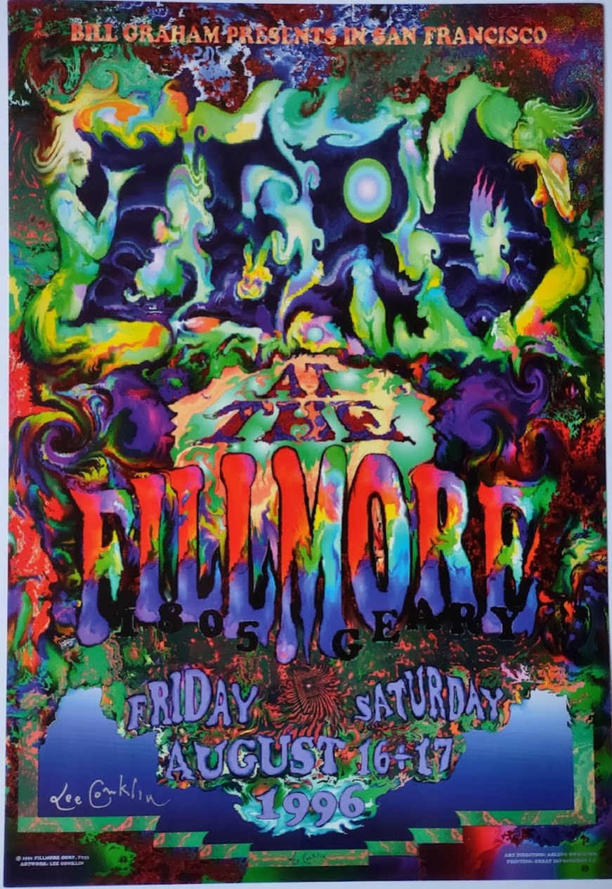 F233 Zero, The Fillmore, Signed by Lee Conklin by Lee Conklin - August 16-17, 1996 - San Francisco, Fillmore Gig Print