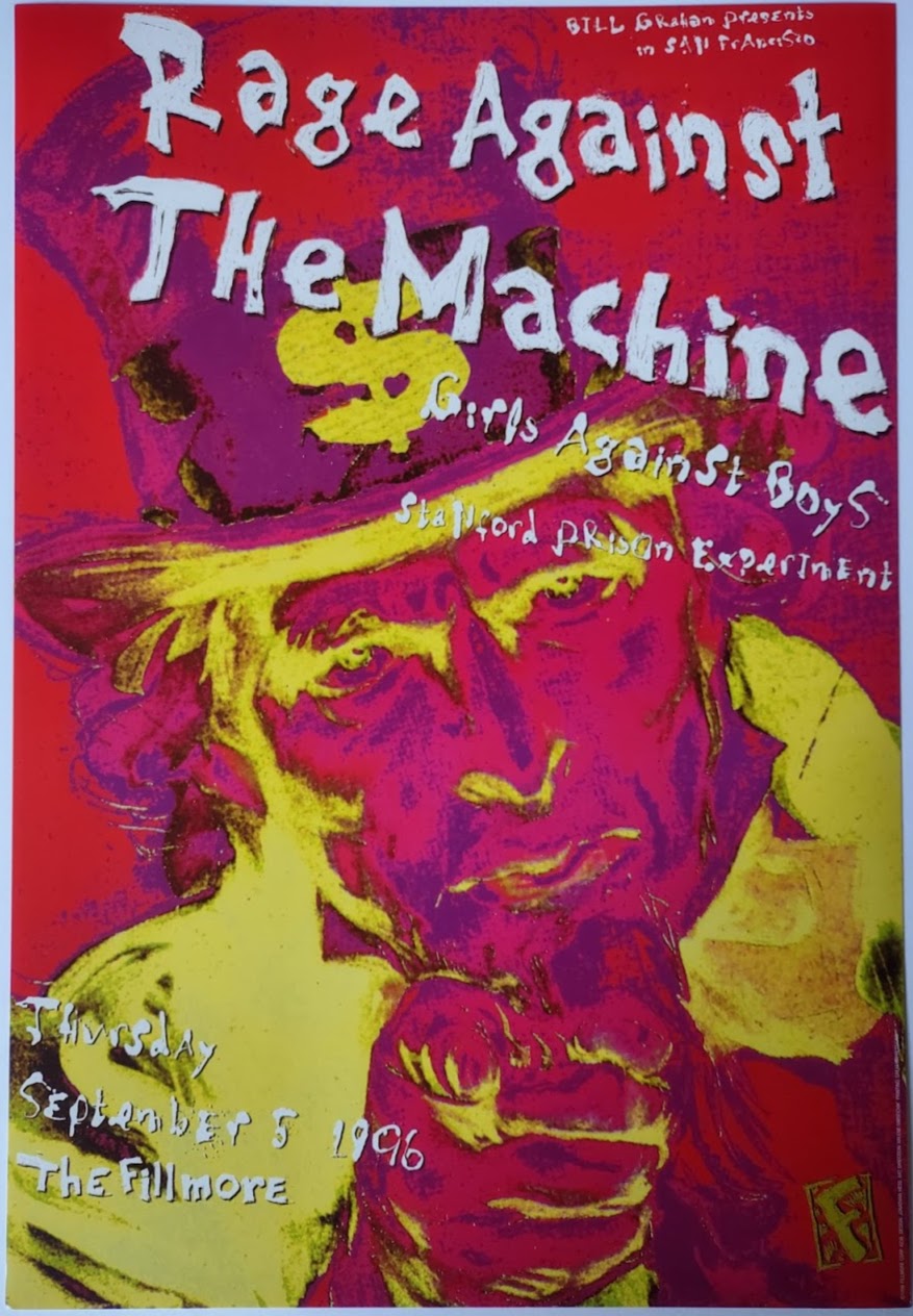 F236 Rage Against the Machine, The Fillmore by Jonathan Hess - September 5, 1996 - San Francisco, Fillmore Gig Print