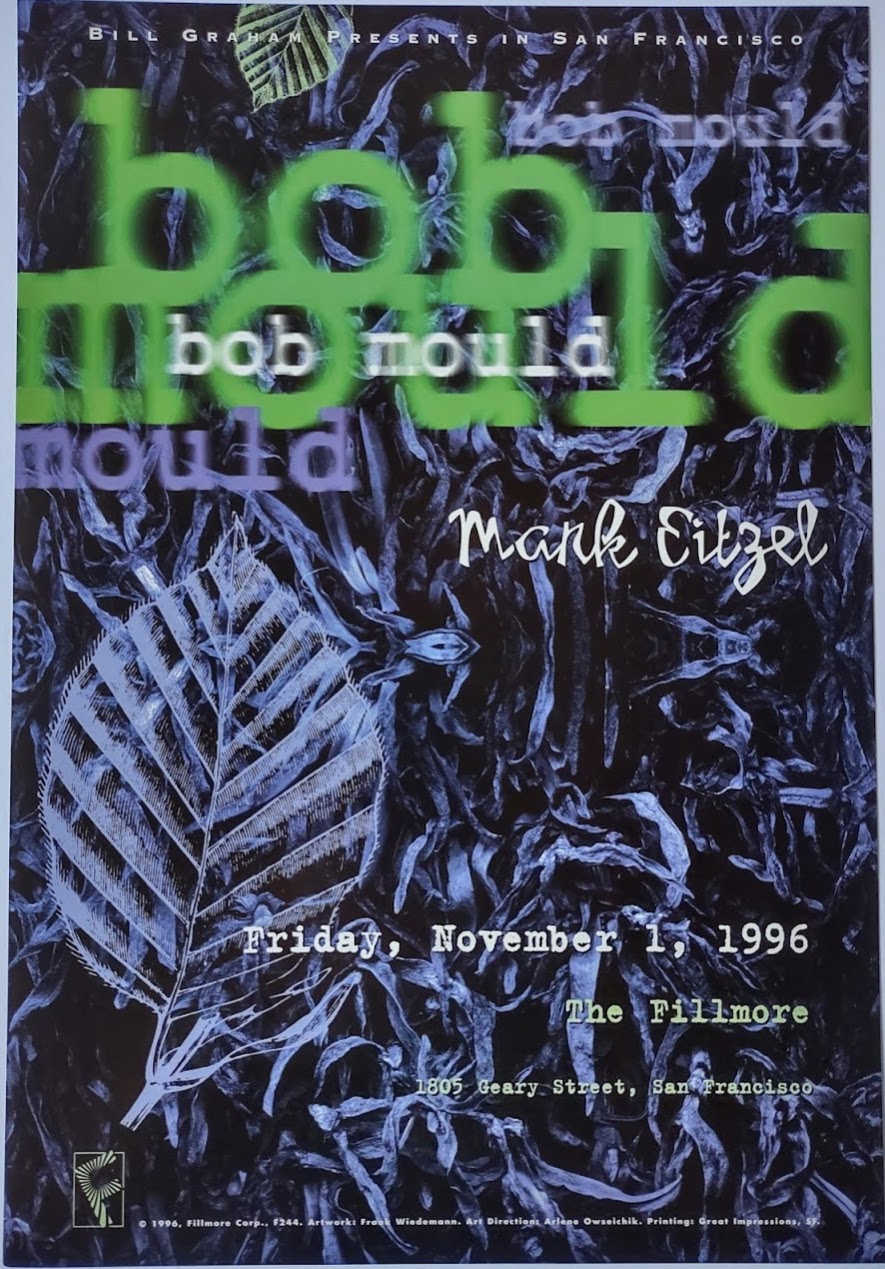 F244 Bob Mould, The Fillmore by Frank Wiedemann - November 1, 1996 - San Francisco, Fillmore Gig Print
