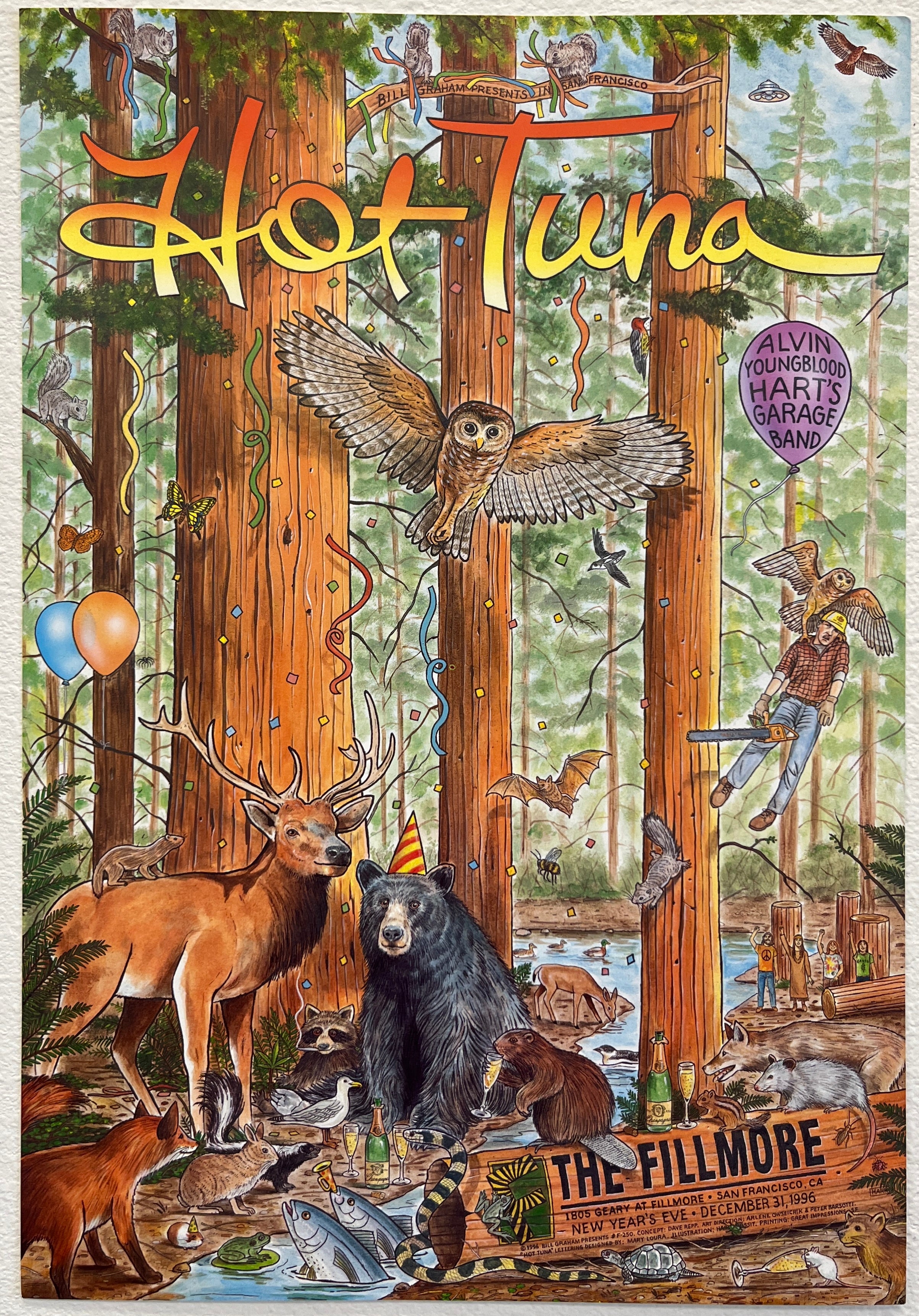 F250 Hot Tuna, The Fillmore by Dave Repp - December 31, 1996 - San Francisco, Fillmore Gig Print