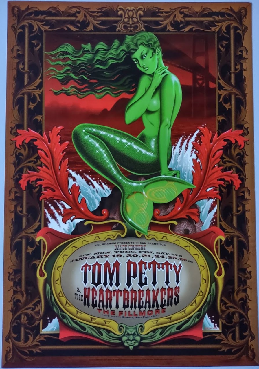 F253 Tom Petty & the Heartbreakers, The Fillmore by Jim Phillips - January 19-21, 24-26, 1997 - San Francisco, Fillmore Gig Print