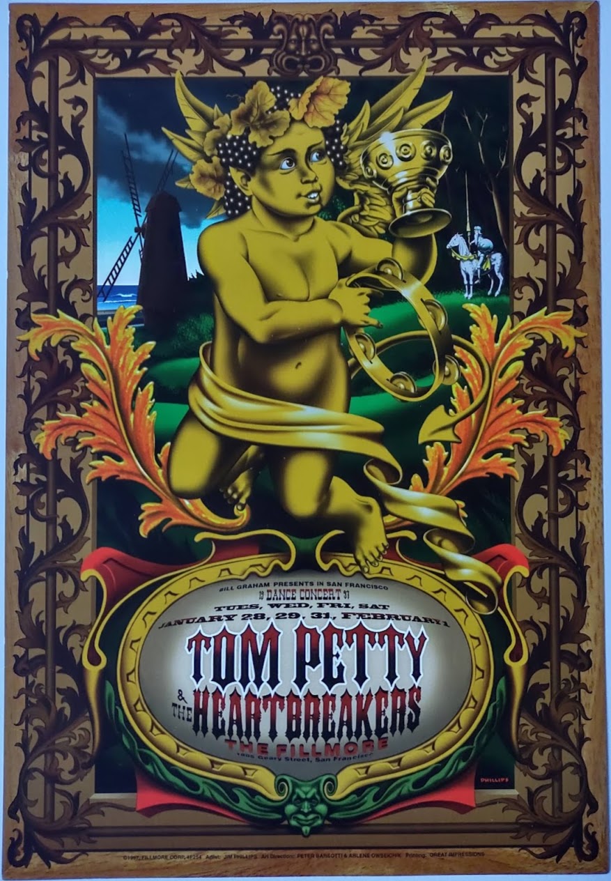 F254 Tom Petty & the Heartbreakers, The Fillmore by Jim Phillips - January 28-29, 31, February 1, 1997 - San Francisco, Fillmore Gig Print