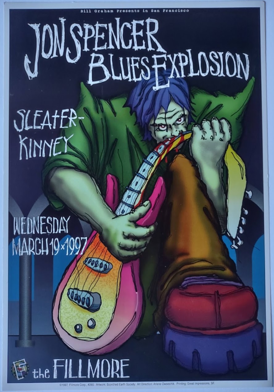 F260 Jon Spencer Blues Explosion, The Fillmore by Scorched Earth Society - March 19, 1997 - San Francisco, Fillmore Gig Print