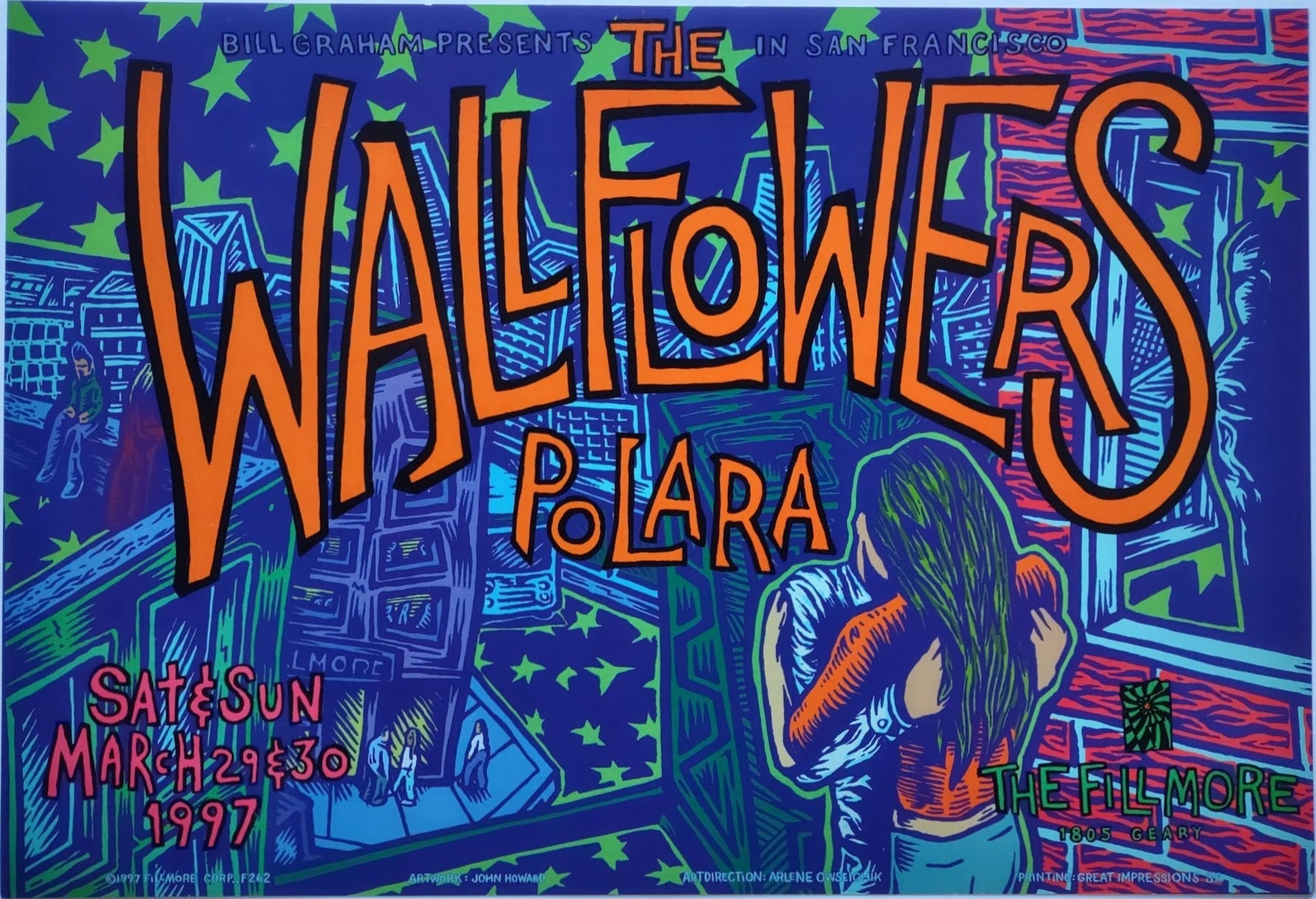 F262 Wallflowers, The Fillmore by John Howard - March 29-30, 1997 - San Francisco, Fillmore Gig Print