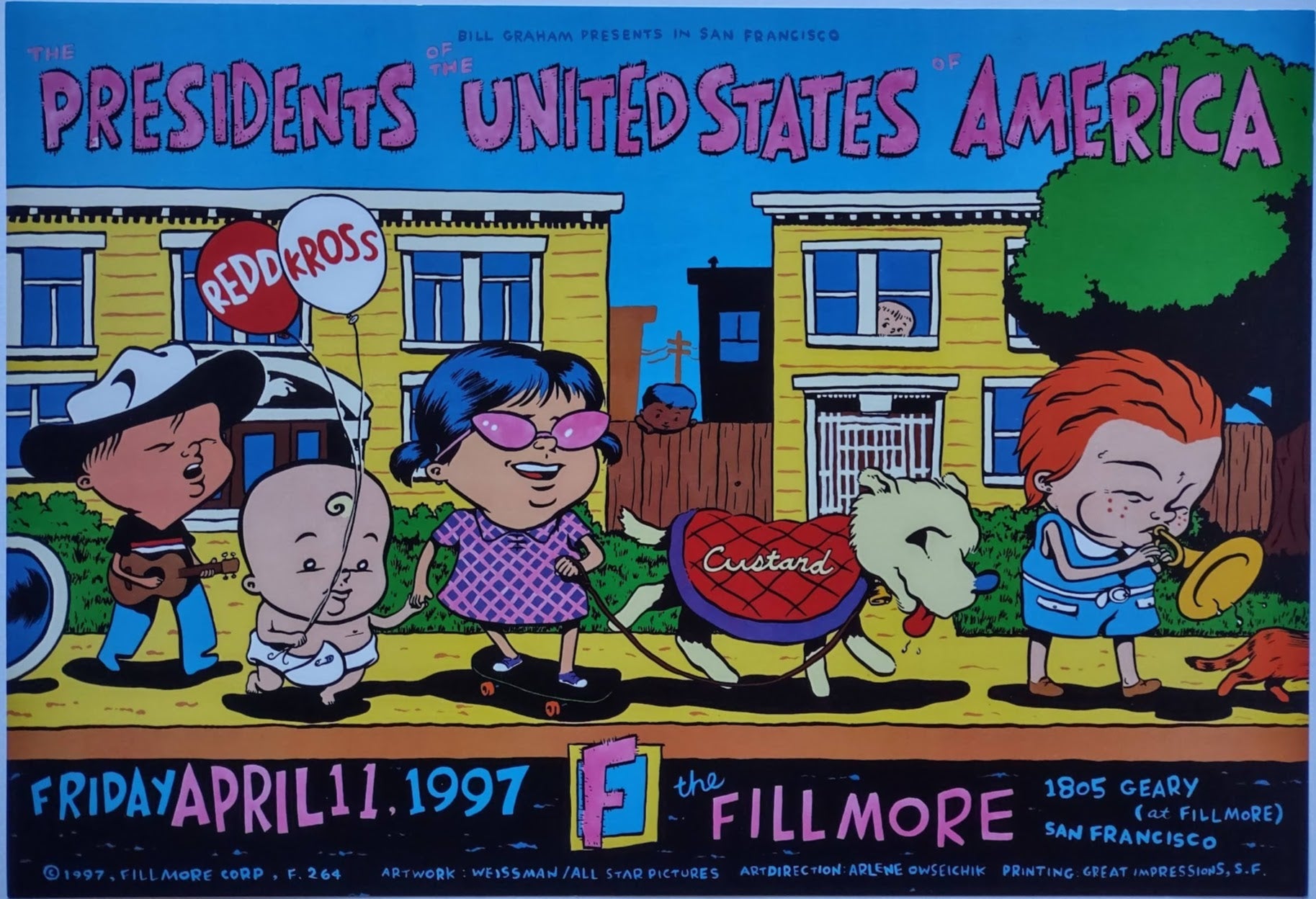F264 The Presidents of the United States, The Fillmore by Weissman/All Star Pictures - April 11, 1997 - San Francisco, Fillmore Gig Print