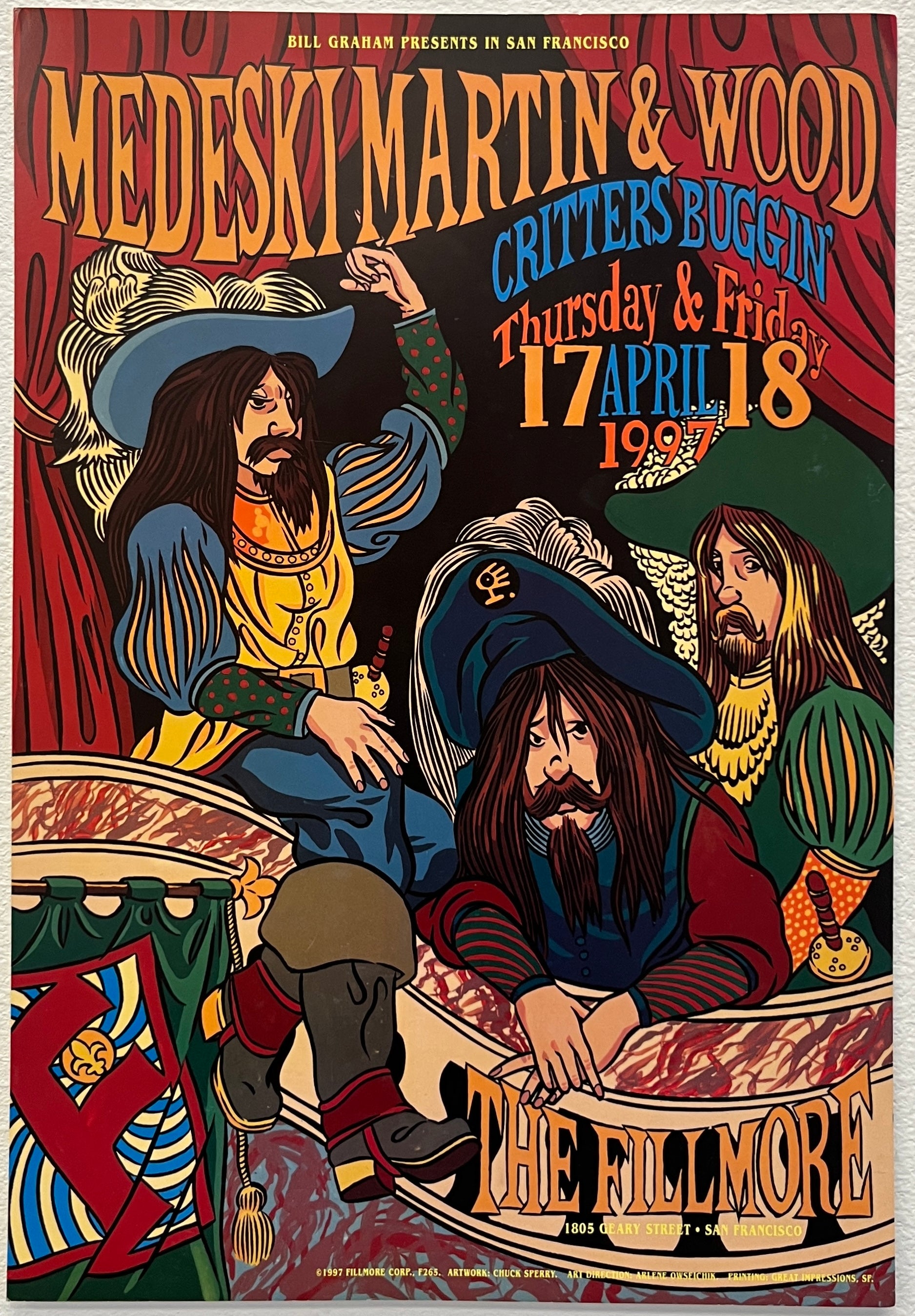 F265 Medeski Martin & Wood, The Fillmore by Chuck Sperry - April 17-18, 1997 - San Francisco, Fillmore Gig Print