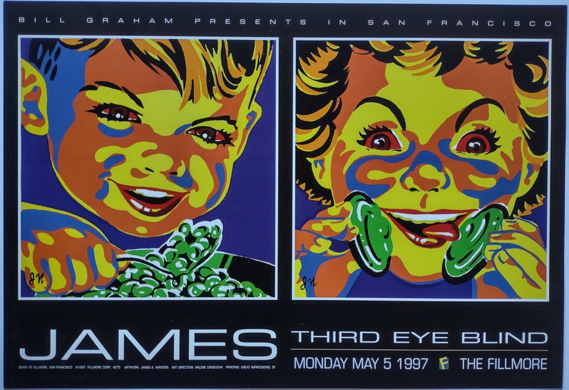 F270 James, Third Eye Blind, The Fillmore by James A Winters - May 5, 1997 - San Francisco, Fillmore Gig Print