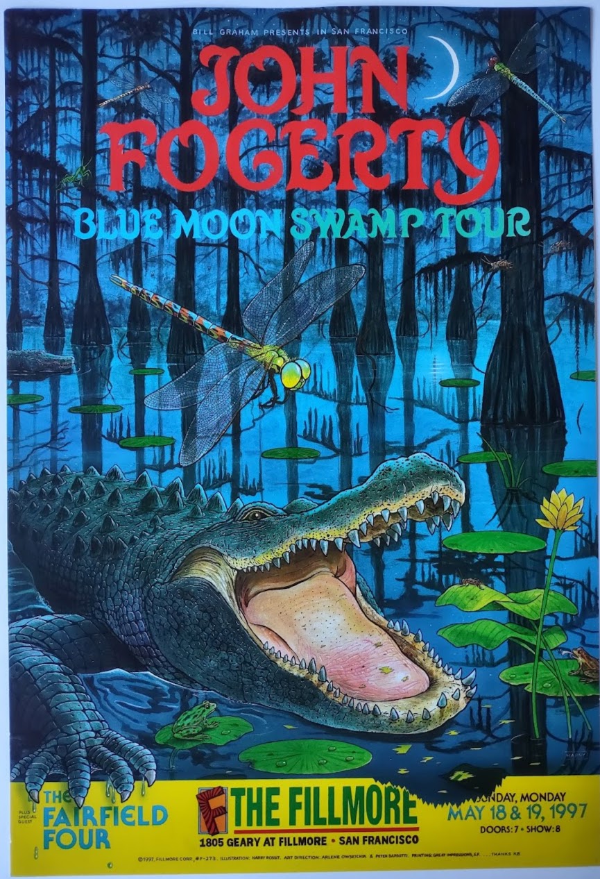 F273 John Fogerty, The Fillmore by Harry Rossit - May 18-19, 1997 - San Francisco, Fillmore Gig Print
