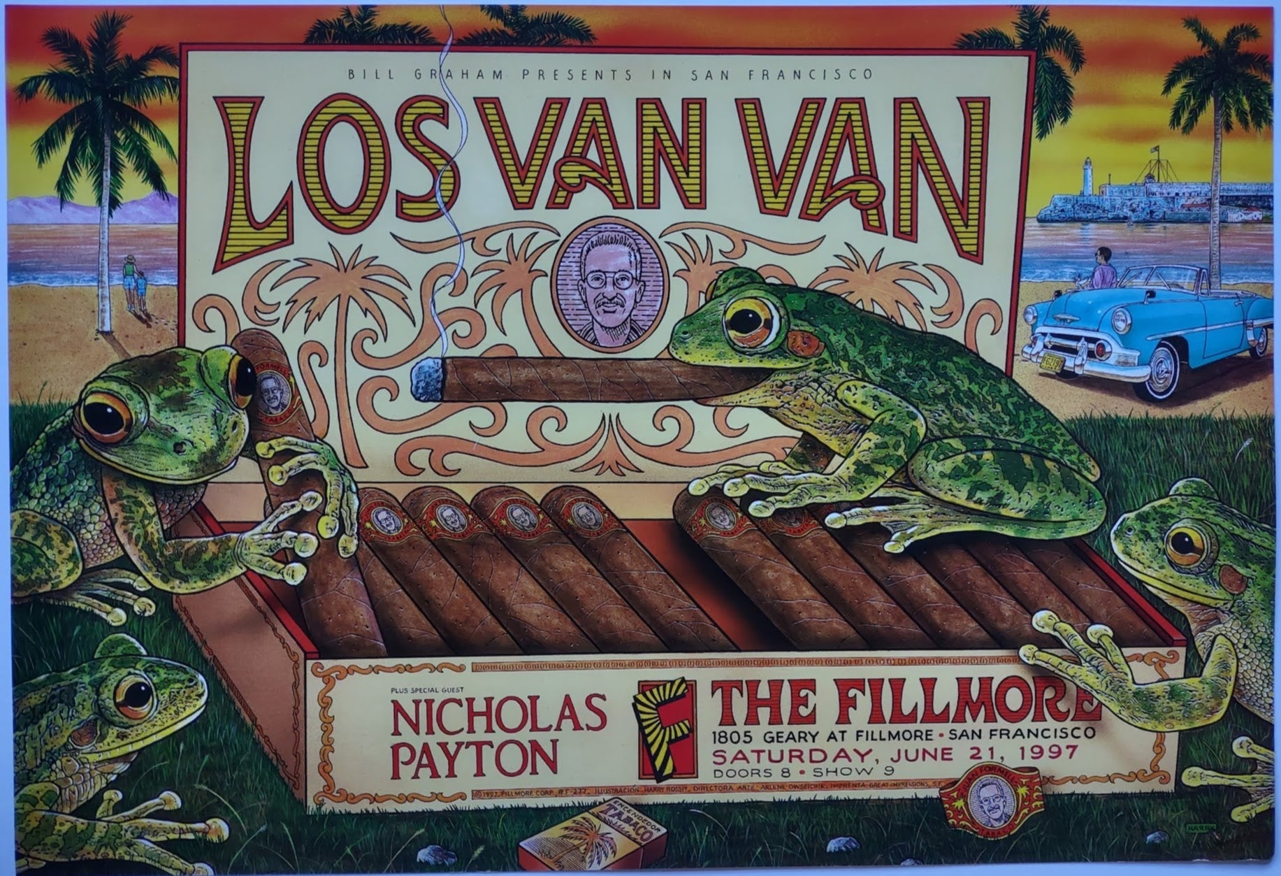 F277 Los Van Van, The Fillmore by Harry Rossit - Jun 21, 1997 - San Francisco, Fillmore Gig Print