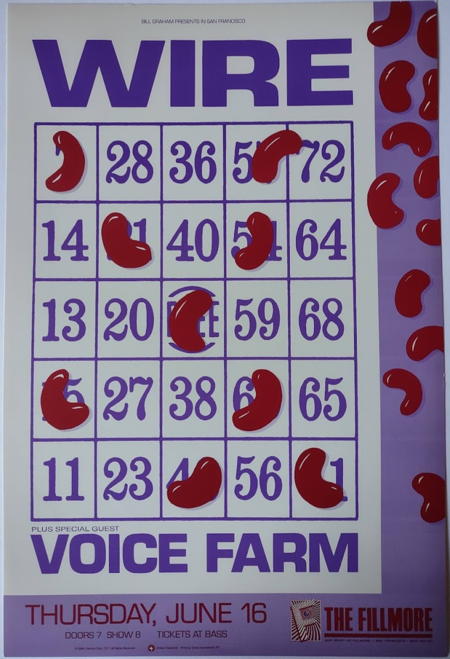 F27 Wire, The Fillmore by Arlene Owseichik - June 16 1988 - San Francisco, Fillmore Gig Print