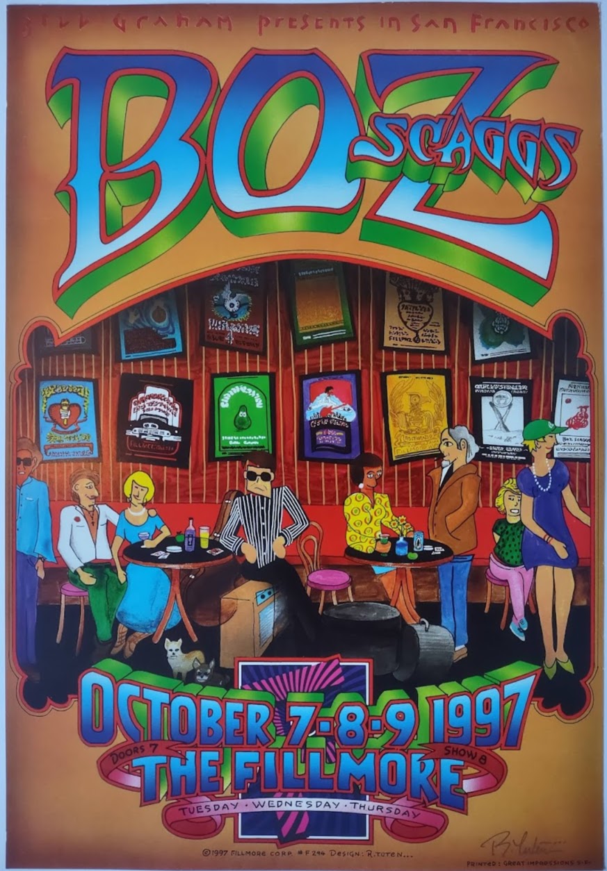F294 Boz Scaggs, The Fillmore, Signed by Randy Tuten by Randy Tuten - October 7-9, 1997 - San Francisco, Fillmore Gig Print