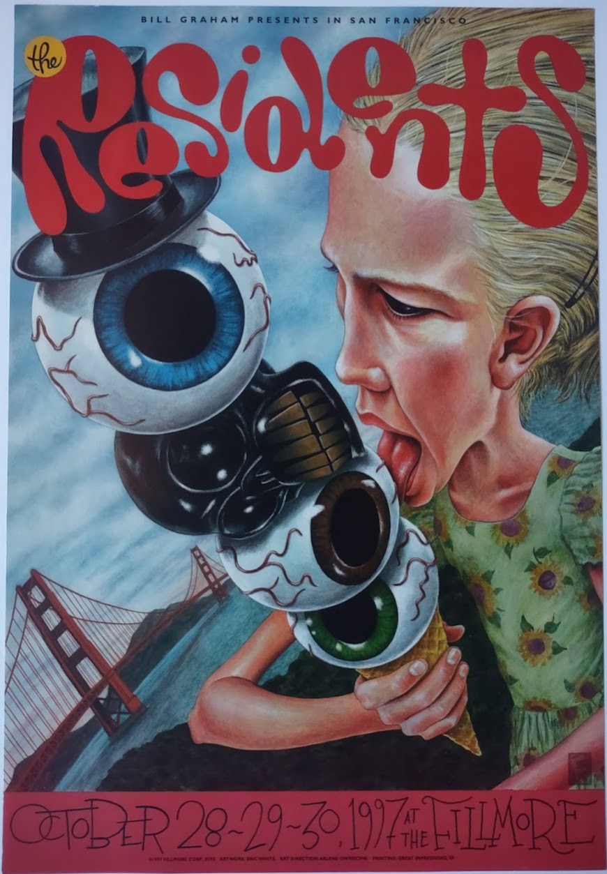 F298A The Residents, The Fillmore by Eric White - October 28-30, 1997 - San Francisco, Fillmore Gig Print