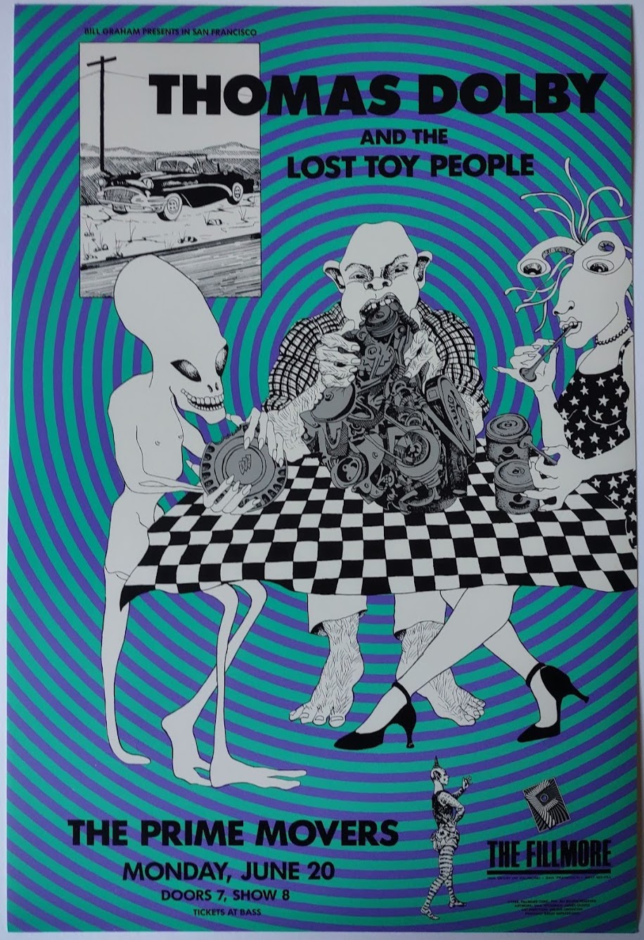 F29 Thomas Dolby & the Lost Toy People, The Fillmore by Gail Weissman & James Olness - June 20, 1988 - San Francisco, Fillmore Gig Print