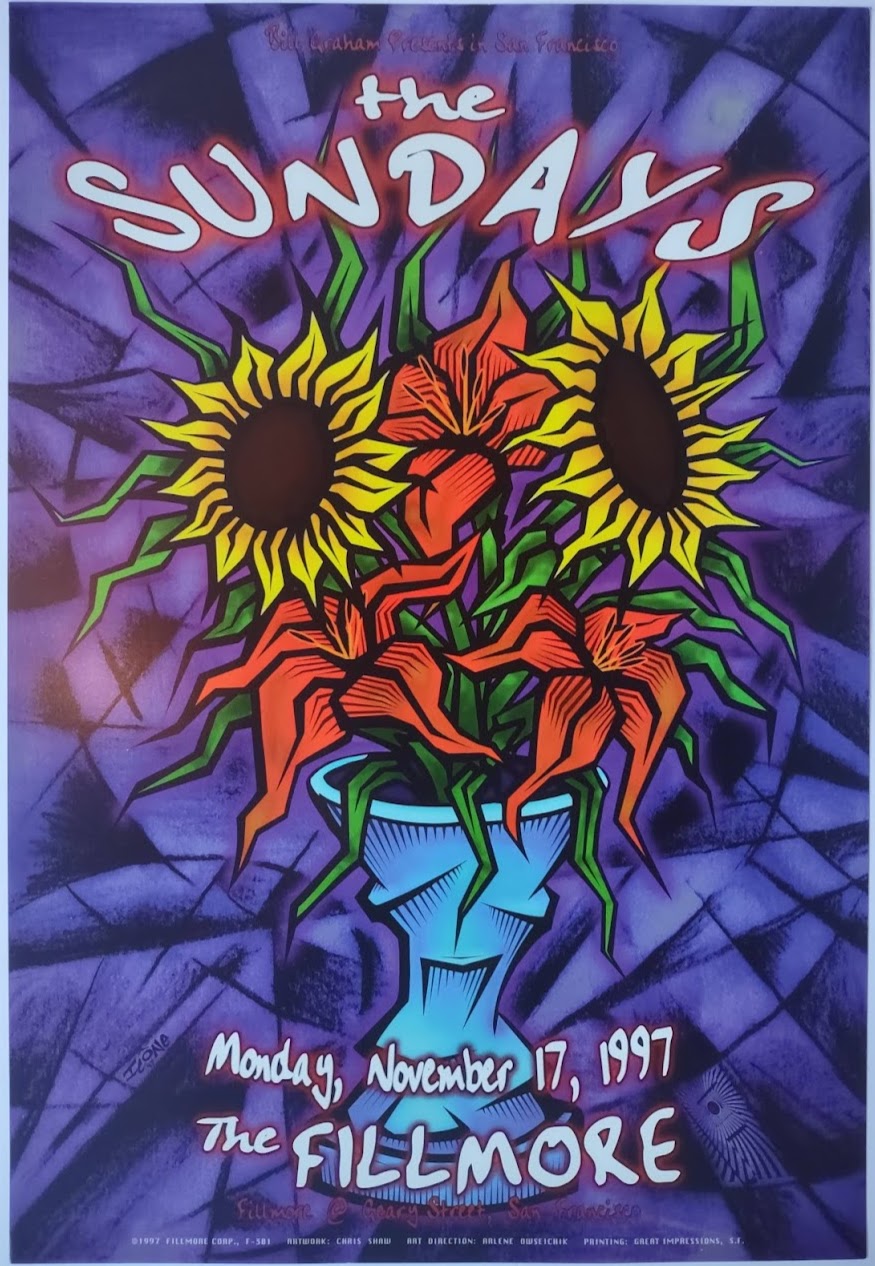 F301 The Sundays, The Fillmore by Chris Shaw - November 17, 1997 - San Francisco, Fillmore Gig Print