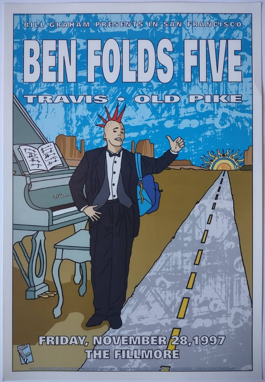 F305 Ben Folds Five, The Fillmore by Gregg Gordon - November 28, 1997 - San Francisco, Fillmore Gig Print