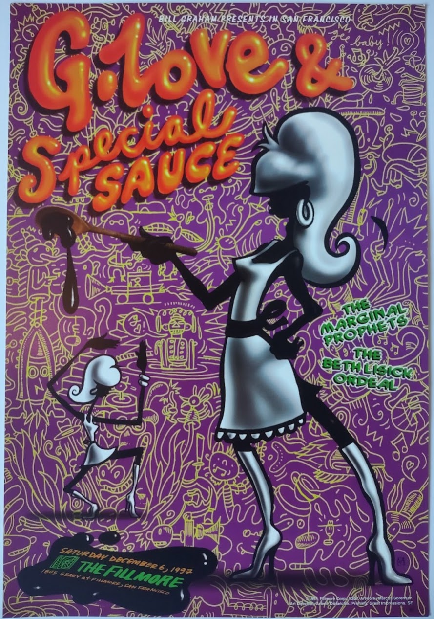 F307 G Love & Special Sauce, The Fillmore by Marcos Sorensen - December 6, 1997 - San Francisco, Fillmore Gig Print