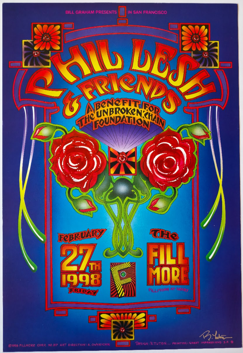 F317 Phil Lesh & Friends, (Signed by Tuten) The Fillmore by Randy Tuten - February 27, 1998 - San Francisco, Fillmore Gig Print