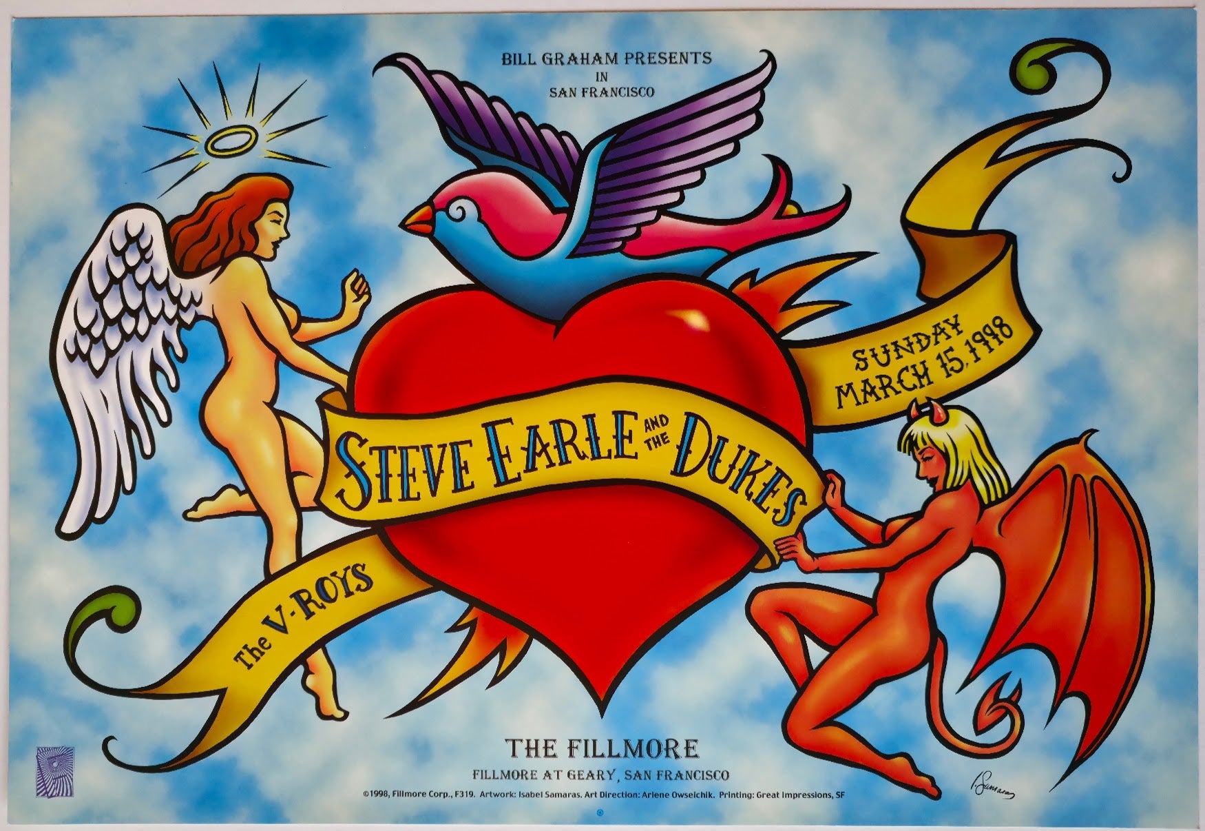 F319 Steve Earle And The Dukes, The Fillmore by Isabel Samaras - March 15, 1998 - San Francisco, Fillmore Gig Print