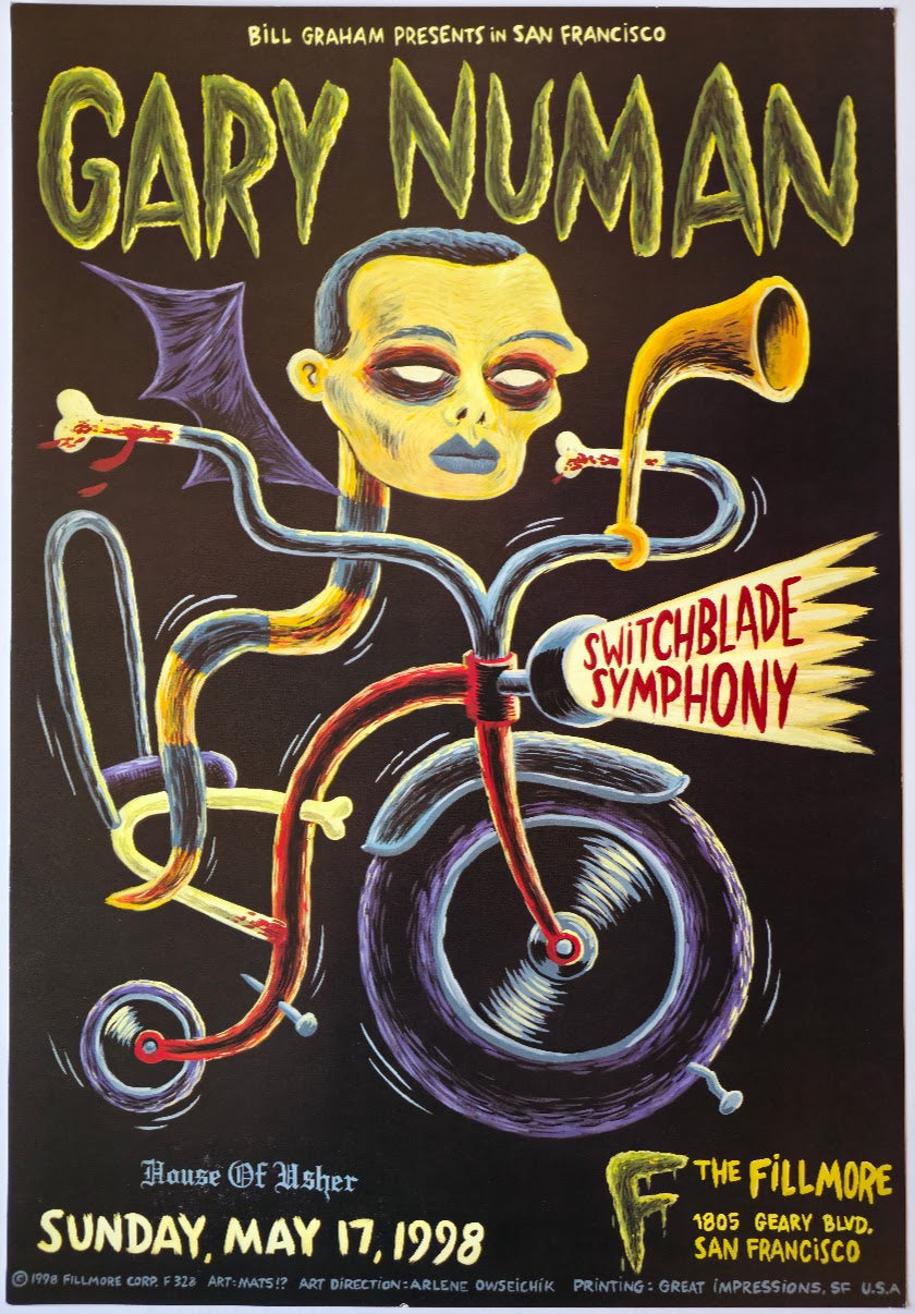 F328 Gary Numan, Switchblade Symphony, The Fillmore by Mats - May 17 1998 - San Francisco, Fillmore Gig Print