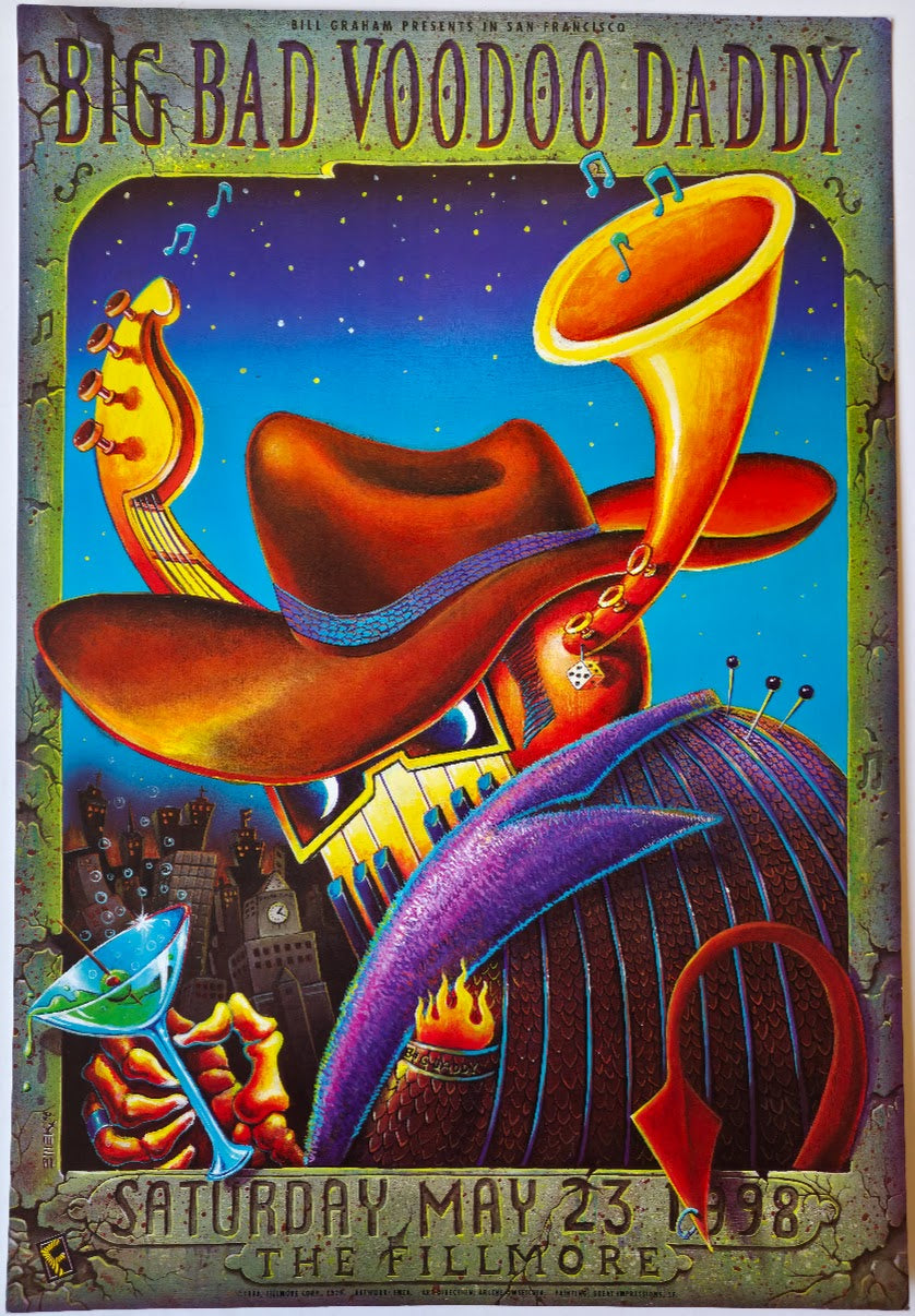 F329 Big Bad Voodoo Daddy, The Fillmore by EMEK - May 23, 1998 - San Francisco, Fillmore Gig Print