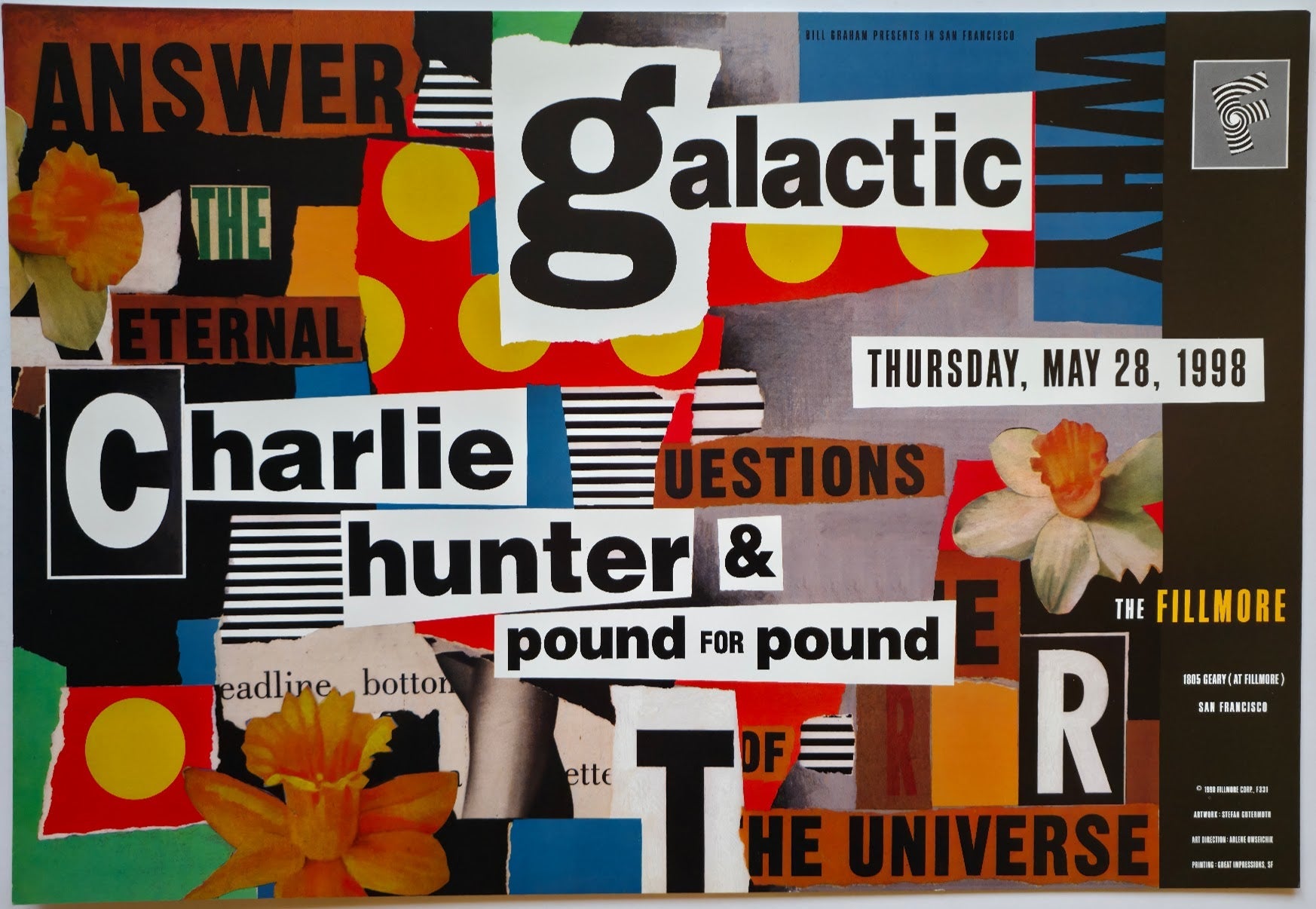 F331 Galactic, Charlie Hunter & Pound For Pound, The Fillmore by Stefan Gutermuth - May 28, 1998 - San Francisco, Fillmore Gig Print