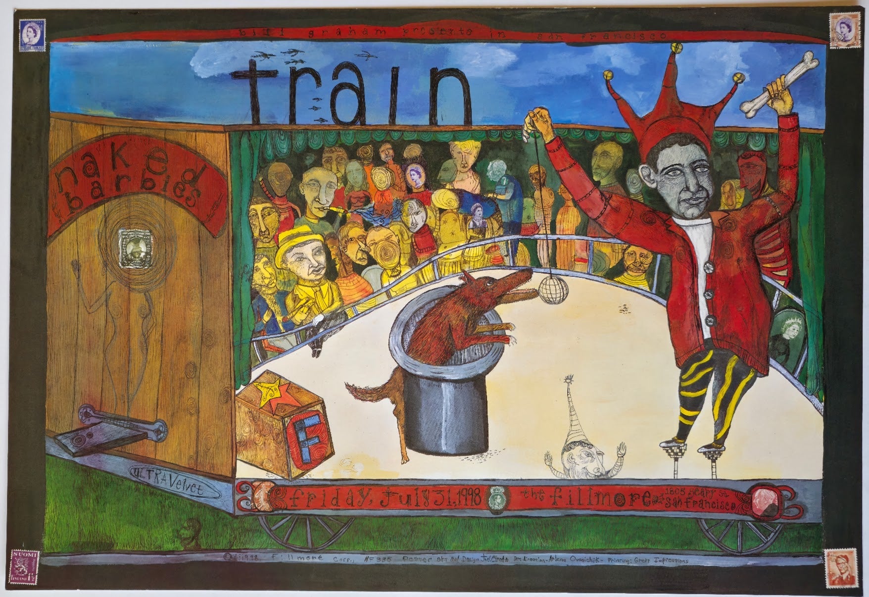 F335 Train, Naked Barbies, The Fillmore by Joel Elrod - July 31, 1998 - San Francisco, Fillmore Gig Print