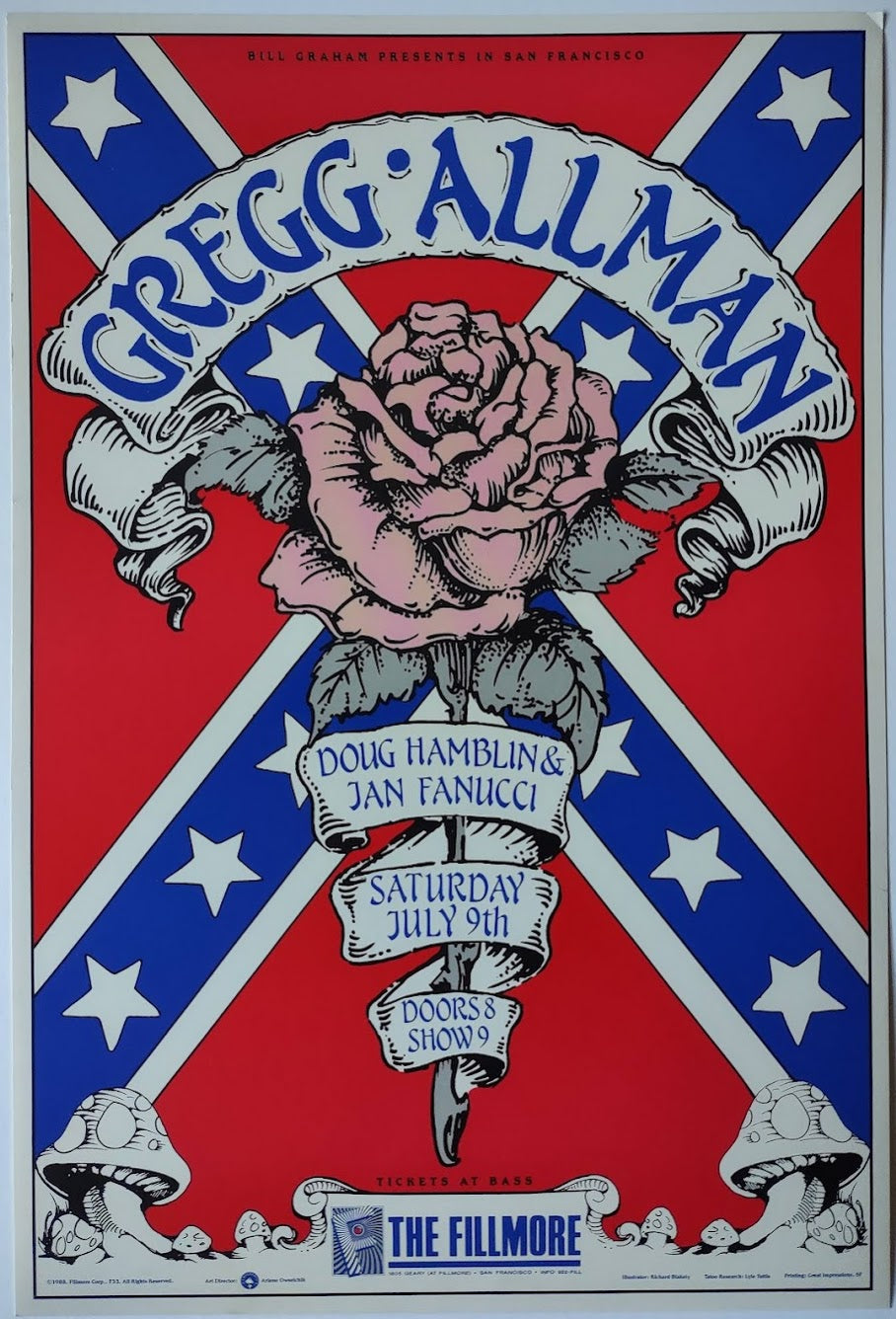 F33 Gregg Allman, The Fillmore by Richard Blakely - Jul 9, 1988 - San Francisco, Fillmore Gig Print