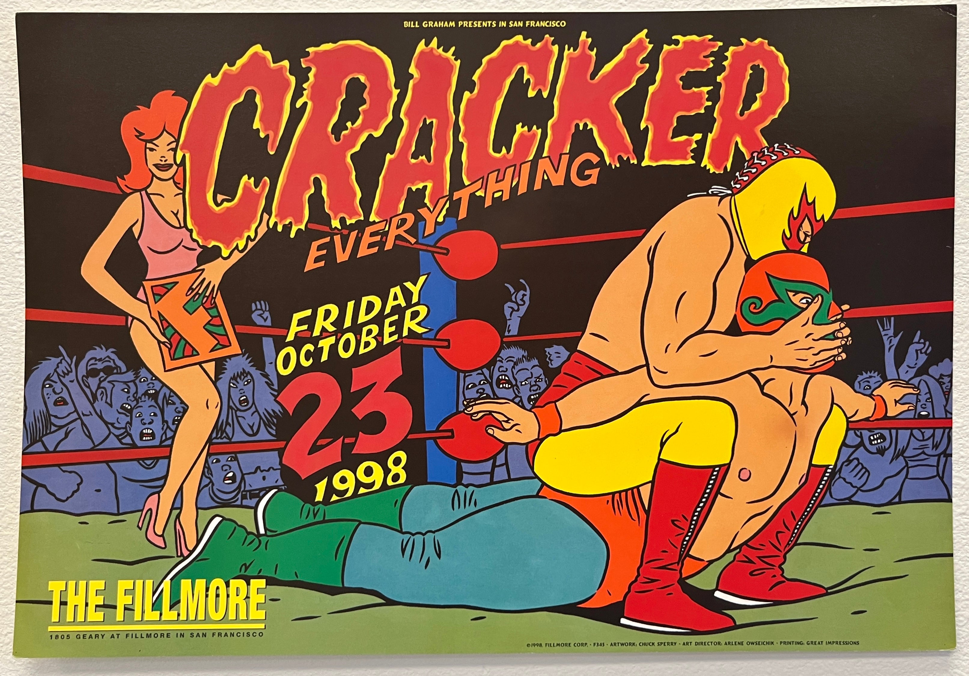 F345 Cracker, Everything, The Fillmore by Chuck Sperry - October 23, 1998 - San Francisco, Fillmore Gig Print