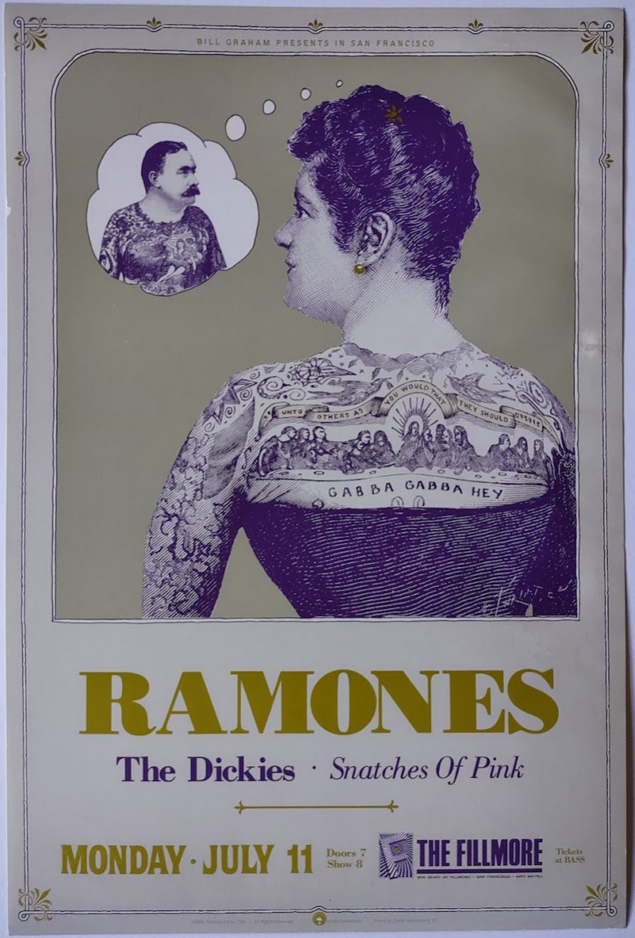 F34 Ramones, The Fillmore by Arlene Owseichik - Jul 11, 1988 - San Francisco, Fillmore Gig Print