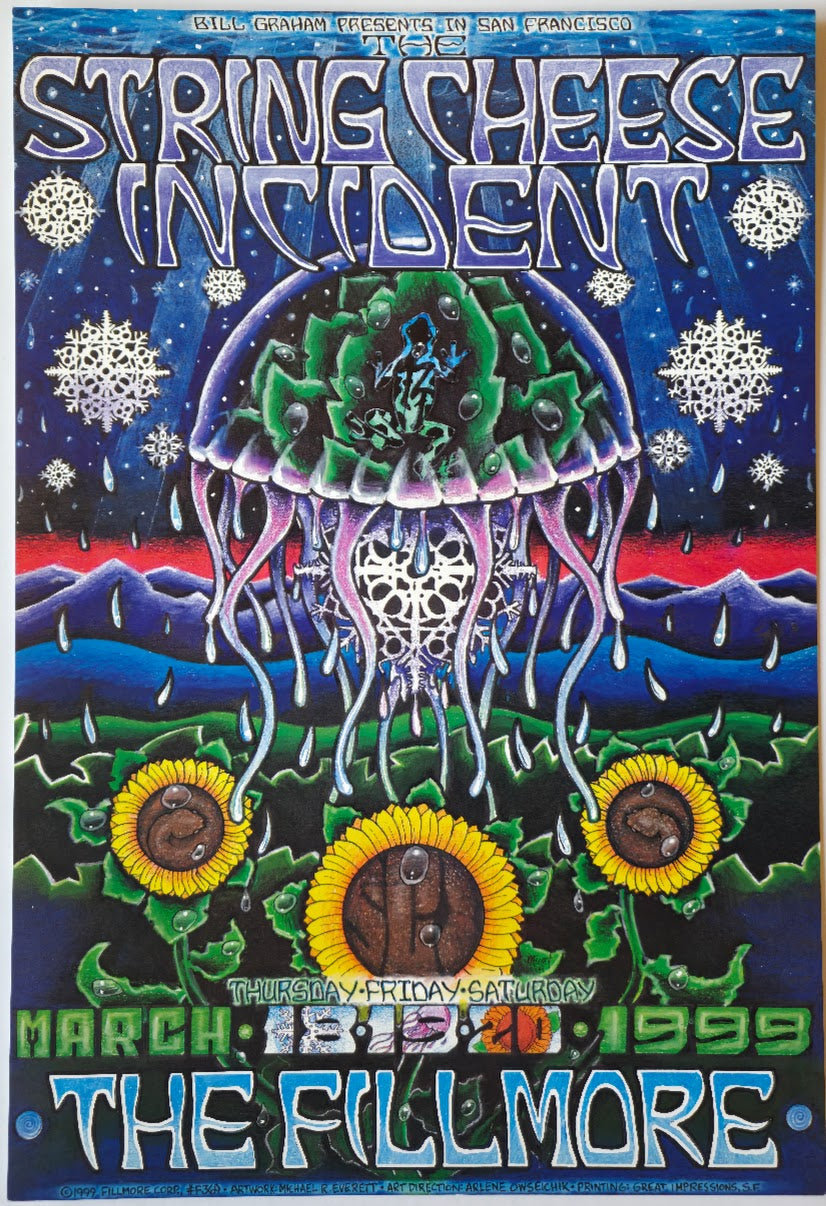 F369 String Cheese Incident, The Fillmore by Michael Everett - March 18-20, 1999 - San Francisco, Fillmore Gig Print