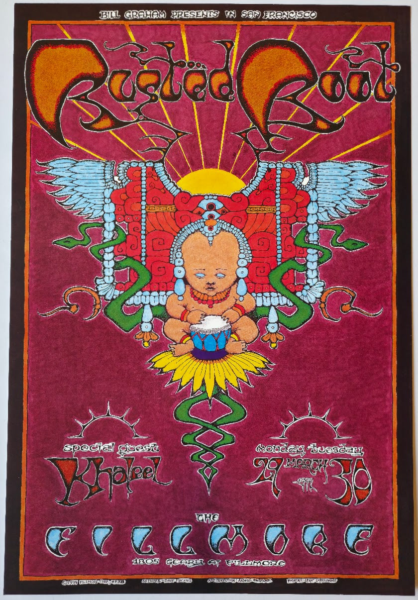 F371 Rusted Root, Khaleel, The Fillmore by Dave Huckins - March 29-30, 1999 - San Francisco, Fillmore Gig Print