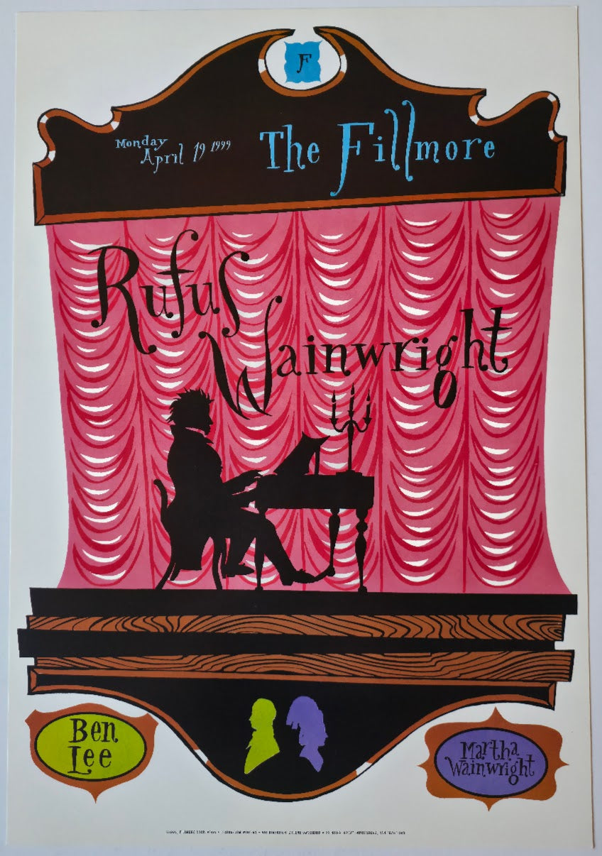 F375 Rufus Wainwright, The Fillmore by Jim Winters - April 19, 1999 - San Francisco, Fillmore Gig Print