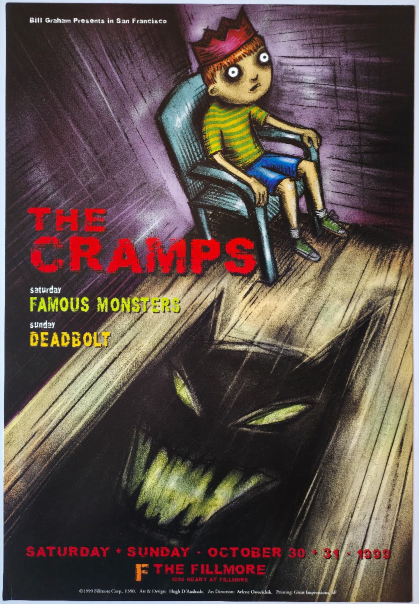 F390 The Cramps, The Fillmore by Hugh D'Andrade - October 30-31, 1999 - San Francisco, Fillmore Gig Print