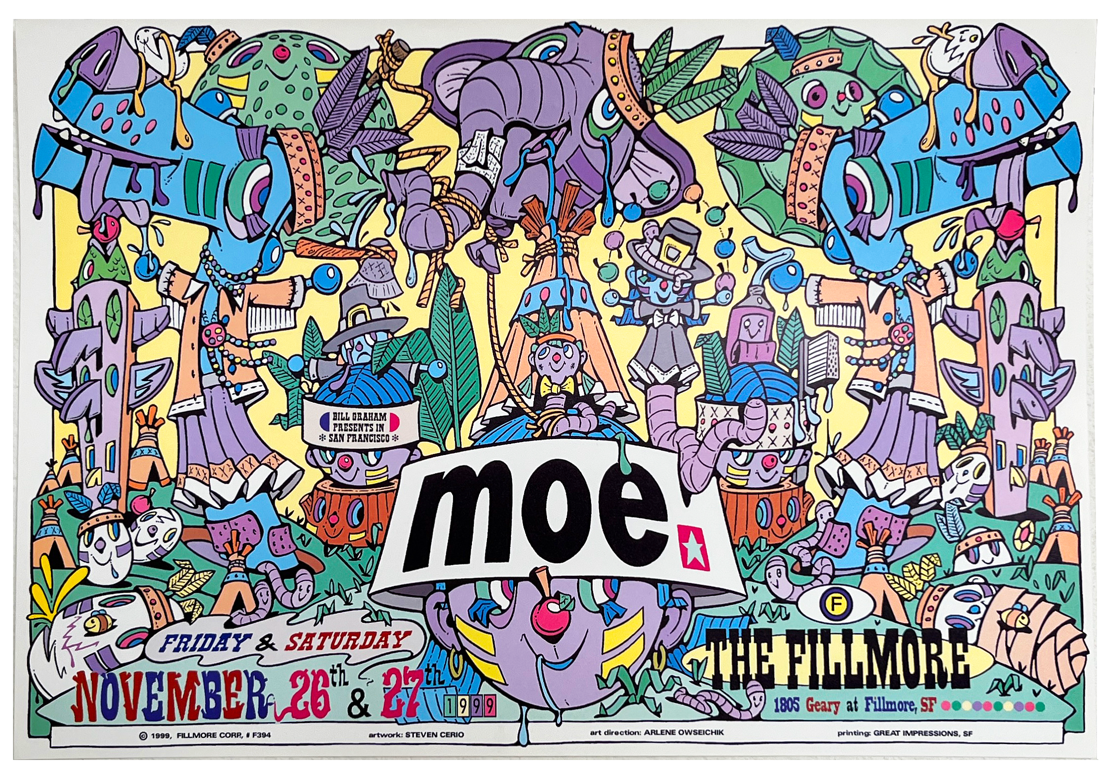 F394 MOE, The Fillmore by Steve Cerio - November 26-27, 1999 - San Francisco, Fillmore Gig Print