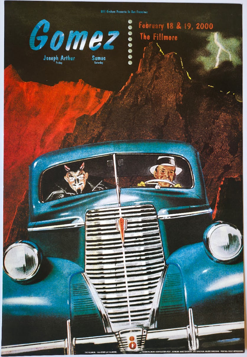 F397 Gomez, Joseph Arthur, The Fillmore by Winston Smith - February 18-19, 2000 - San Francisco, Fillmore Gig Print
