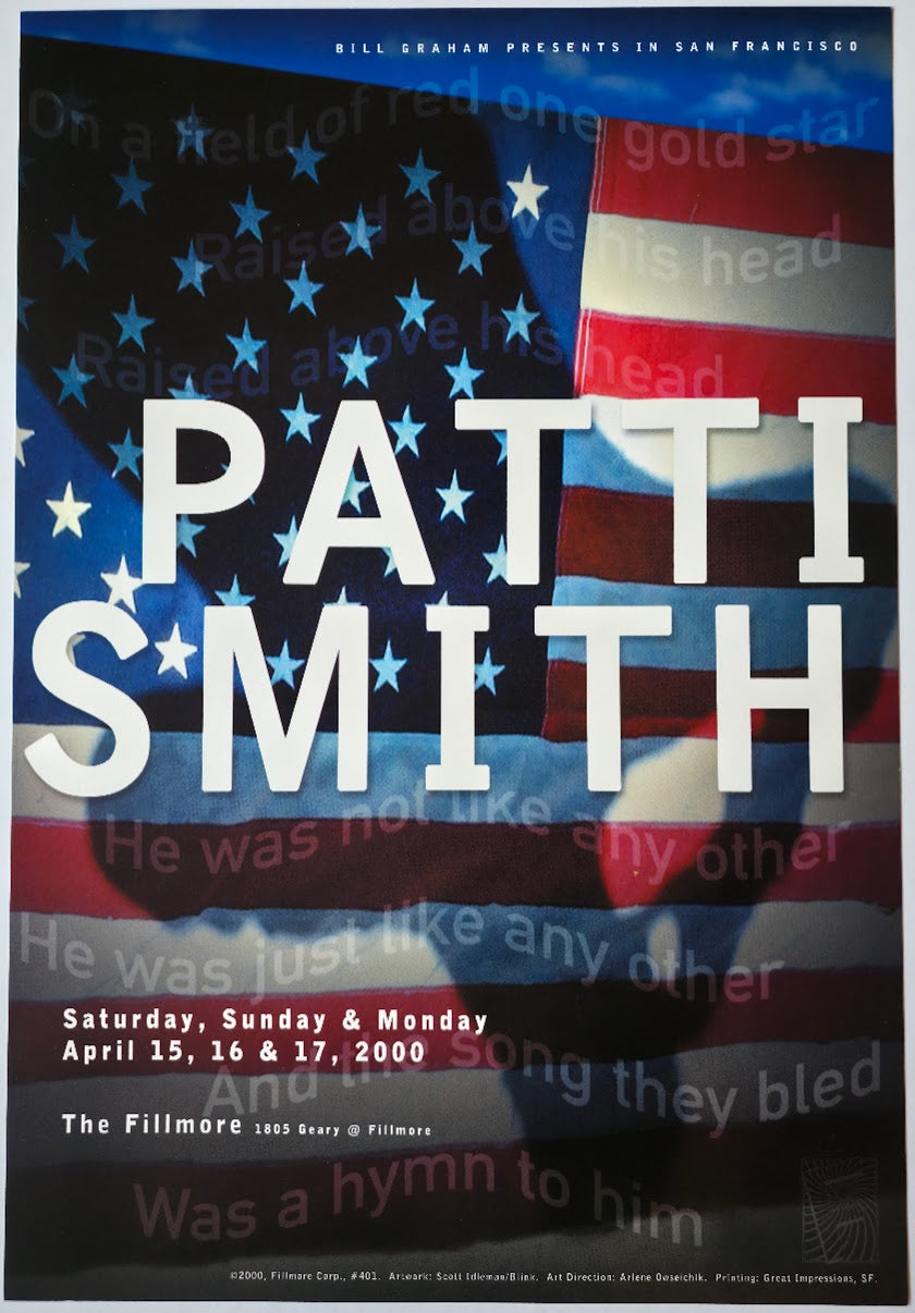 F401 Patti Smith, The Fillmore by Scott Idleman/Blink - April 15-17, 2000 - San Francisco, Fillmore Gig Print