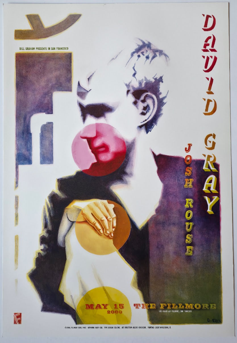 F402 David Gray, Josh Rouse, The Fillmore by Dusty Cox - May 15, 2000 - San Francisco, Fillmore Gig Print