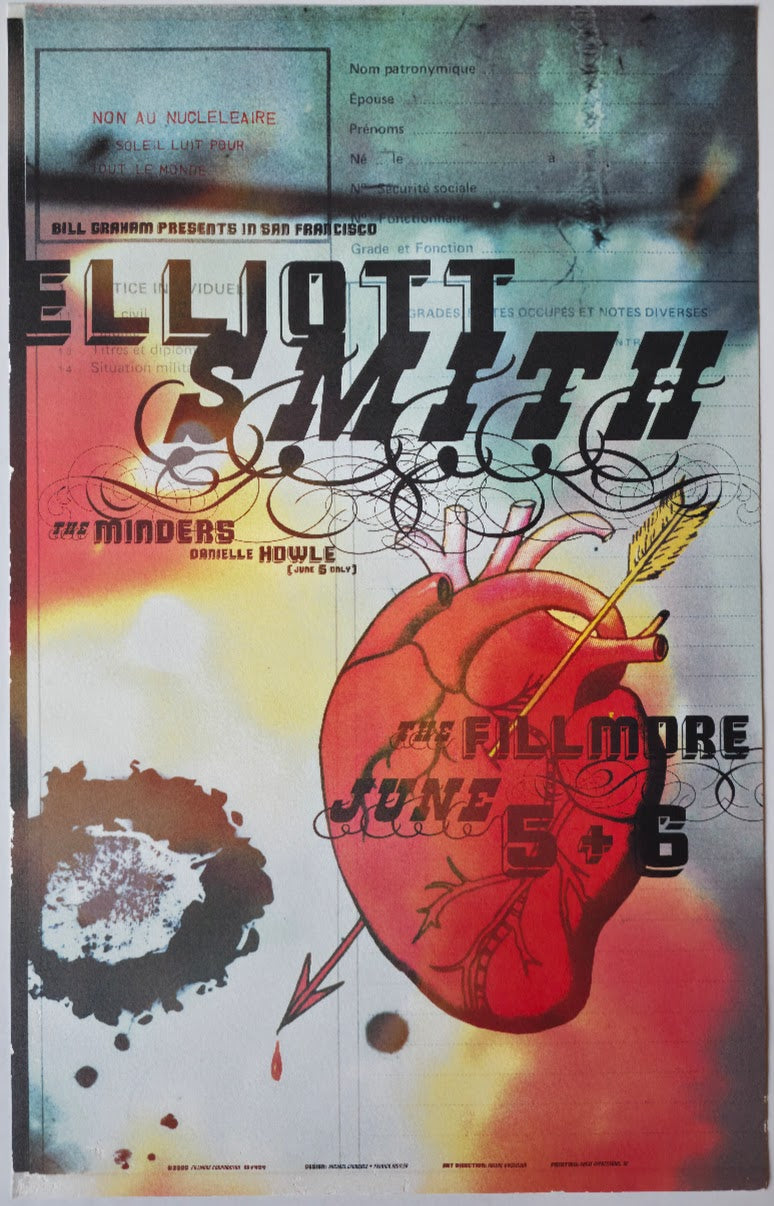 F404 Elliot Smith, The Fillmore by Michael Laurence - June 5-6, 2000 - San Francisco, Fillmore Gig Print