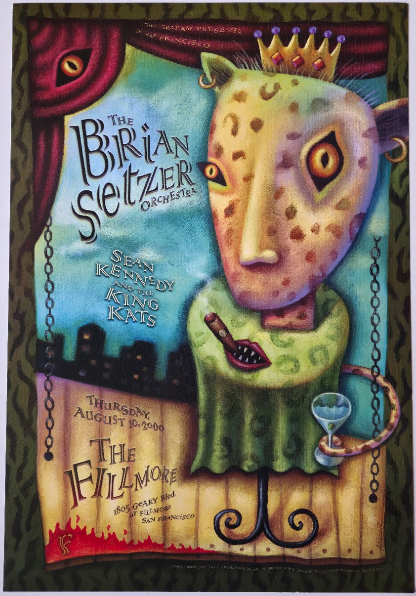 F410 The Brian Setzer Orchestra, The Fillmore by Alison Zawacki - August 10, 2000 - San Francisco, Fillmore Gig Print
