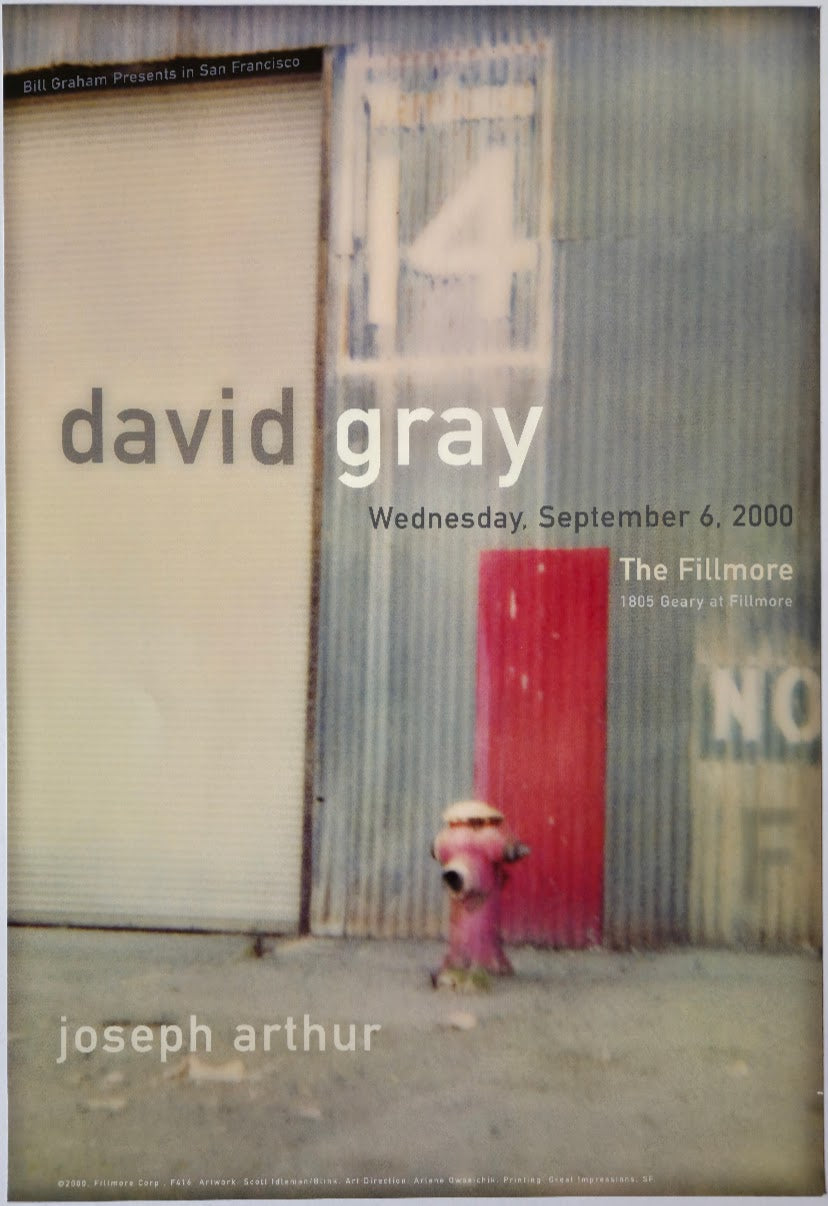 F416 David Gray, The Fillmore by Scott Idleman/Blink - September 6, 2000 - San Francisco, Fillmore Gig Print