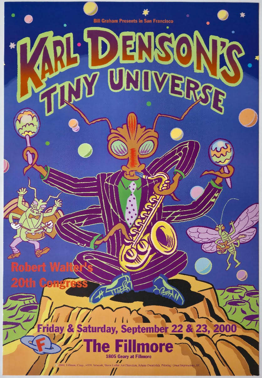 F419 Karl Denson's Tiny Universe, Robert Walter's 20th Congress, The Fillmore by Steve Lafler - September 22-23, 2000 - San Francisco, Fillmore Gig Print